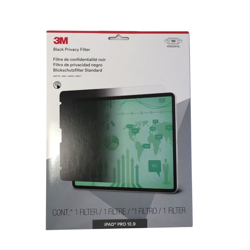 3M Black Privacy Filter for iPad Pro 12.9 Horizontal Matte Anti-Glare